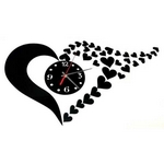 Nstnn samolepc hodiny ve tvaru srdce- erven